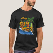 Zonnezomerpalmen stranden bloem tropische zonneblo t-shirt (Voorkant)