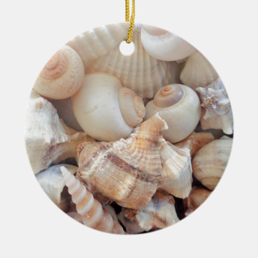 Zonnezomerzeeschelpen, zeehondenpels, strand Love Keramisch Ornament (Voorkant)