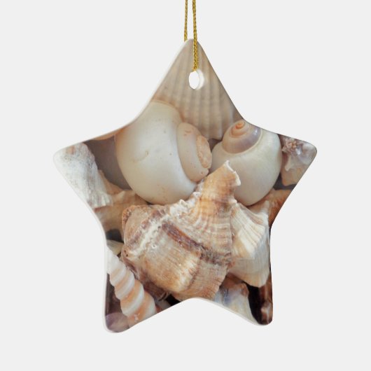 Zonnezomerzeeschelpen, zeehondenpels, strand Love Keramisch Ornament (Rechts)