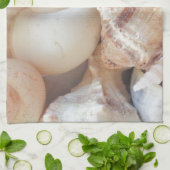 Zonnezomerzeeschelpen, zeehondenpels, strand Love Theedoek (Gevouwen)