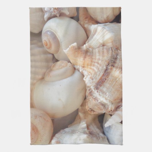 Zonnezomerzeeschelpen, zeehondenpels, strand Love Theedoek (Verticaal)