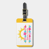 Zonnezon en bloemen bagagelabel (Voorkant verticaal)