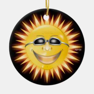 Zonnezon glimlachen keramisch ornament