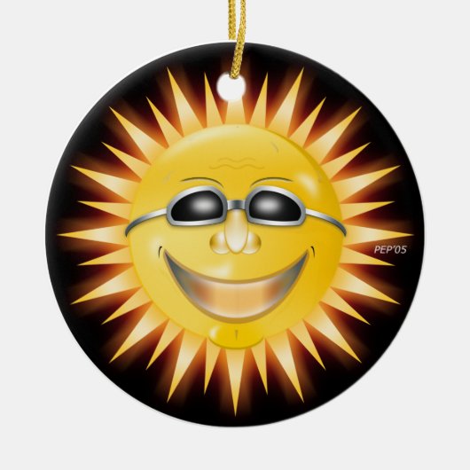 Zonnezon glimlachen keramisch ornament (Voorkant)