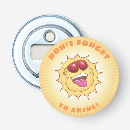 Zonnezon glimlachen met bevrediging button flesopener (Voorkant)