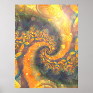 Zonnezon in reliëf poster