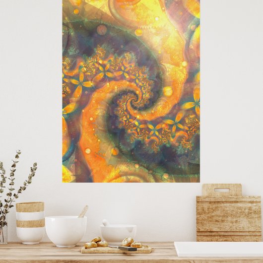 Zonnezon in reliëf poster (Keuken)