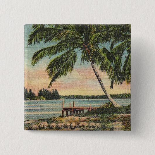  zonnezon van de tropische palm vierkante button 5,1 cm (Voorkant)