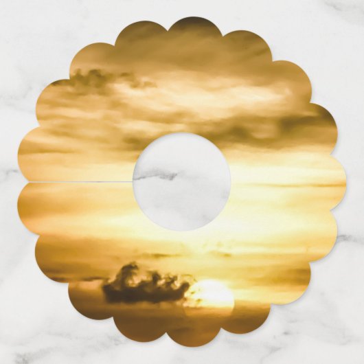 Zonnezone aan de Stille Oceaan Wijnglaslabel (Voorkant)