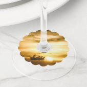 Zonnezone aan de Stille Oceaan Wijnglaslabel (Dichtbij)