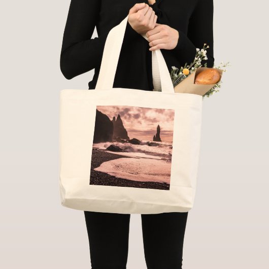 Zonnezone op het strand van Reynisfjara Grote Tote Bag (Voorkant (product))
