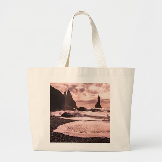 Zonnezone op het strand van Reynisfjara Grote Tote Bag (Voorkant)