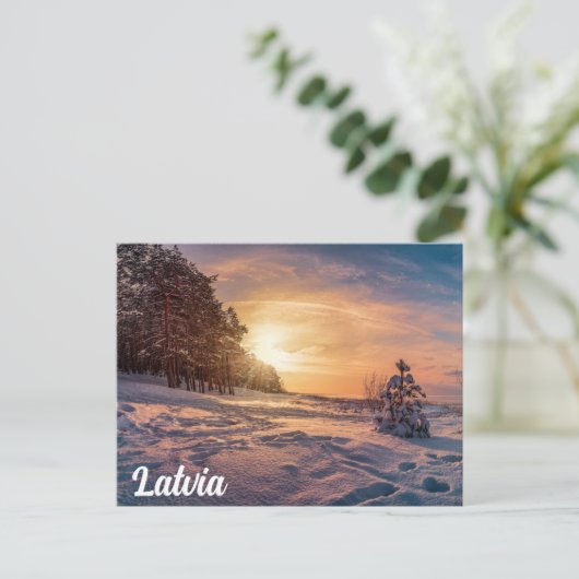 Zonnezone sneeuwkust zee briefkaart (Staand voorkant)