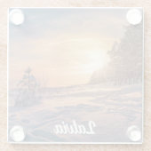 Zonnezone sneeuwkust zee glazen onderzetter (Achterkant)