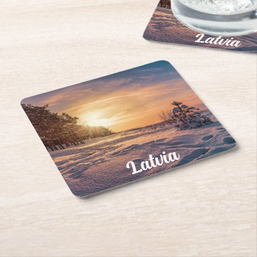 Zonnezone sneeuwkust zee kartonnen onderzetters (Schuin)