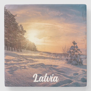 Zonnezone sneeuwkust zee stenen onderzetter