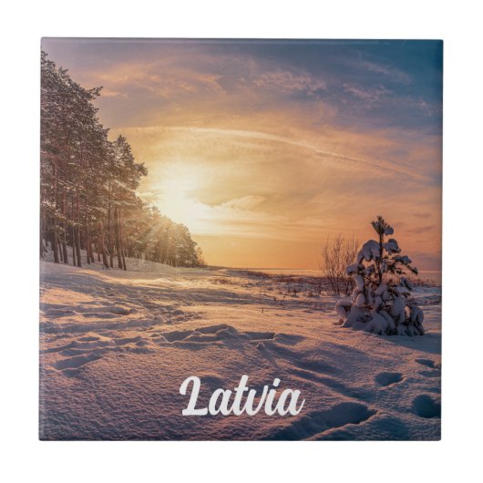 Zonnezone sneeuwkust zee tegeltje (Voorkant)