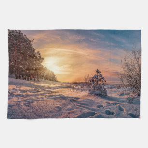 Zonnezone sneeuwkust zee theedoek
