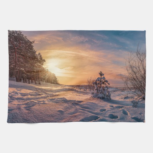 Zonnezone sneeuwkust zee theedoek (Horizontaal)