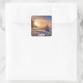 Zonnezone sneeuwkust zee vierkante sticker (Tas)