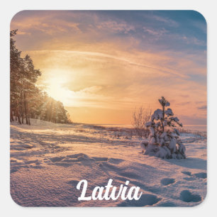 Zonnezone sneeuwkust zee vierkante sticker