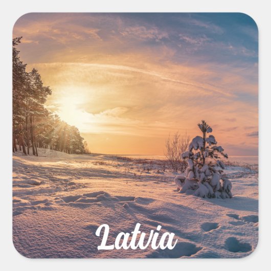 Zonnezone sneeuwkust zee vierkante sticker (Voorkant)