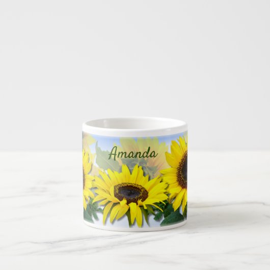 Zonnezonnebloem Aangepaste tekst koffie Mu Espresso Kop (Voorkant)