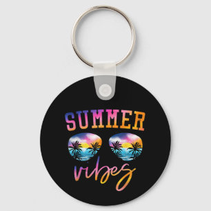 Zonnezonnebril van de zomerknoppen met een palmboo sleutelhanger