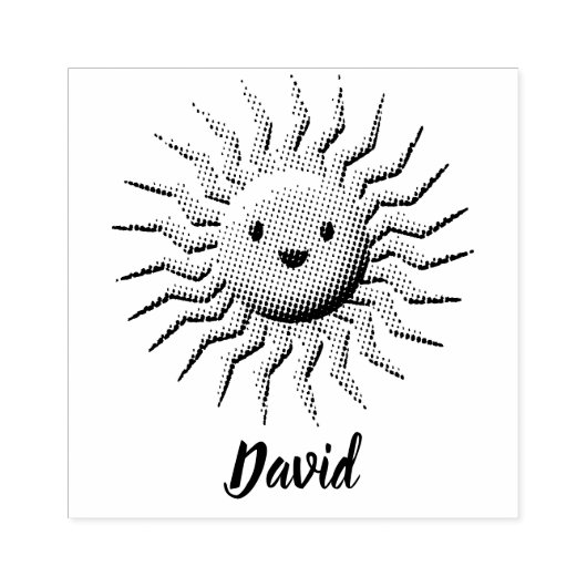Zonnezonneschijn glimlachen met aangepaste naam rubberstempel (Afrduk)
