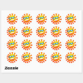 Zonnezonnige Zonneuwweether glimlachen Ronde Sticker (Vel)