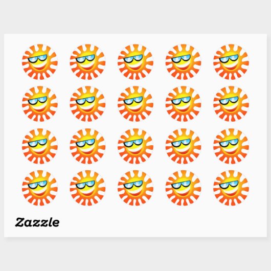 Zonnezonnige Zonneuwweether glimlachen Ronde Sticker (Vel)