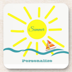 Zonnezonontwerp personaliseren Summer Fun Bier Onderzetter