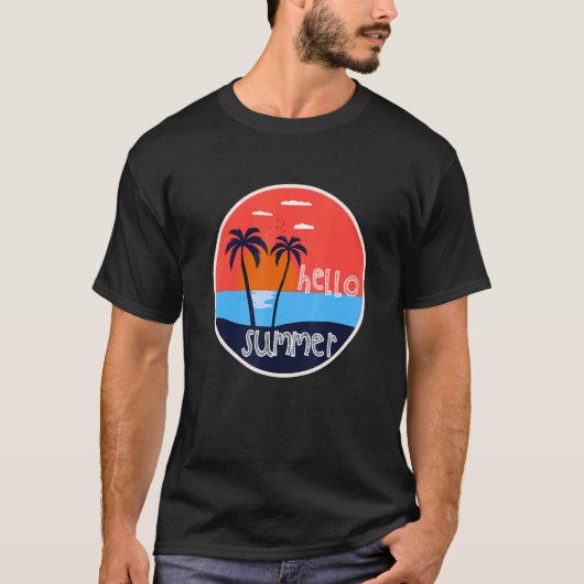 Zonnezonsondergang bij Hallo zomervakantie T-shirt (Voorkant)