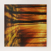 Zonnezonsondergang in het bos legpuzzel (Horizontaal)