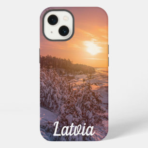 Zonnezonsondergang over de sneeuwkust van het zee iPhone 13 hoesje