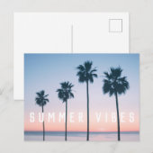 Zonnezonsondergang tropische zomerbomen roze en bl briefkaart (Voorkant / Achterkant)