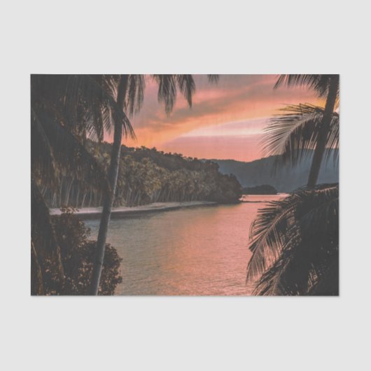 Zonnezonsondergang van de Tropische Island Evening Tissuepapier (Voorkant)