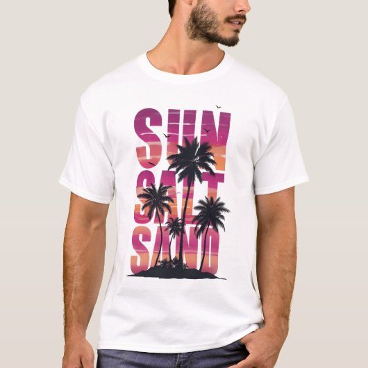 Zonnezout Zand - Tropische zonsondergang T-shirt (Voorkant)