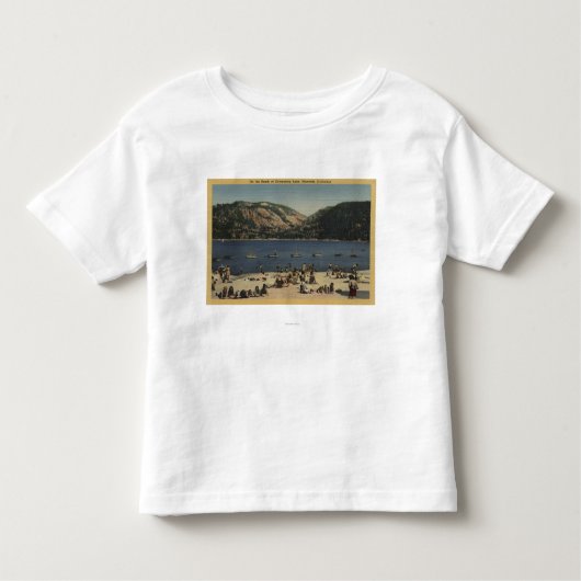 Zonnezwemmers en zwemmers op het strand kinder shirts (Voorkant)