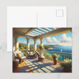 Zonnig balkon met uitzicht op het Zee Briefkaart