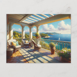 Zonnig balkon met uitzicht op het Zee Briefkaart