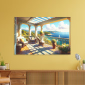 Zonnig balkon met uitzicht op het Zee Canvas Afdruk (Insitu (Woonkamer))
