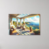 Zonnig balkon met uitzicht op het Zee Canvas Afdruk (Voorkant)