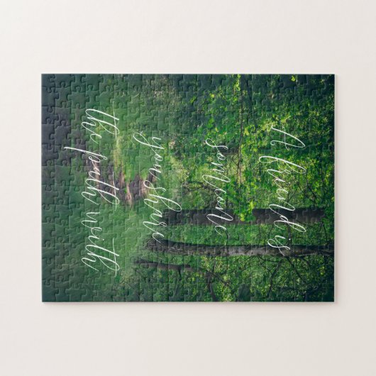 Zonnig bospad legpuzzel (Horizontaal)