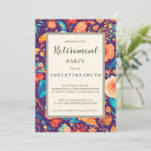 Zonnig Botanisch Feestelijk Bloemen Pensioen Parti Kaart (Staand voorkant)