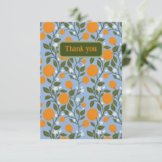 Zonnig Citrus Sinaasappels Grove Pattern Bedankkaart (Staand voorkant)