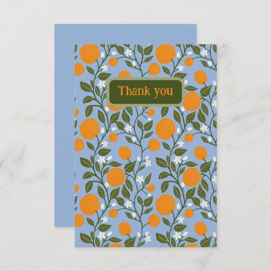 Zonnig Citrus Sinaasappels Grove Pattern Bedankkaart (Voorkant / Achterkant)