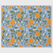 Zonnig Citrus Sinaasappels Grove Pattern Cadeaupapier (Vlak)
