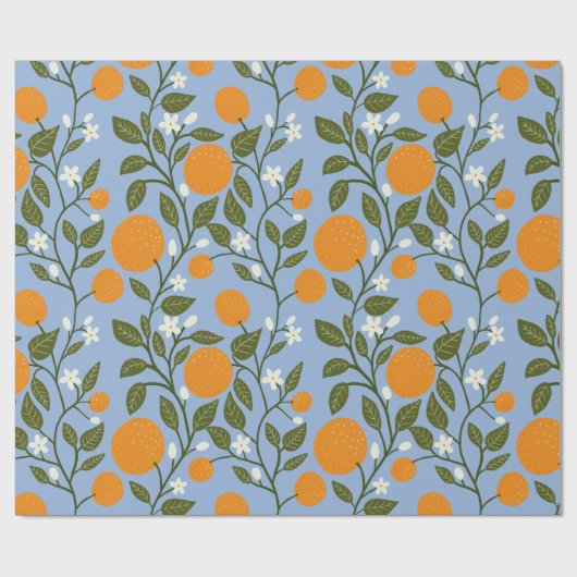 Zonnig Citrus Sinaasappels Grove Pattern Cadeaupapier (Vlak)
