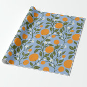 Zonnig Citrus Sinaasappels Grove Pattern Cadeaupapier (Uitgerold)